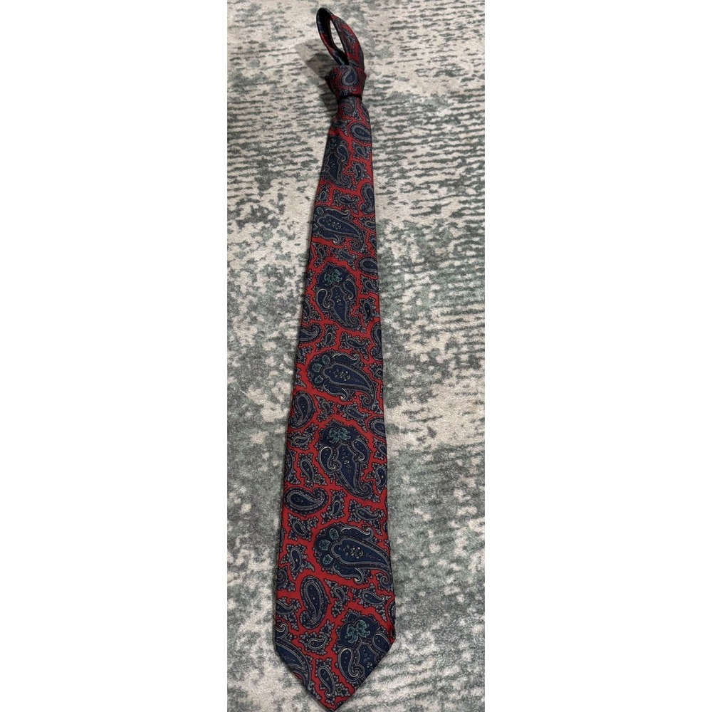 Robert Talbott Mens Silk Necktie Hand Painted Italy Assembled In USA Red